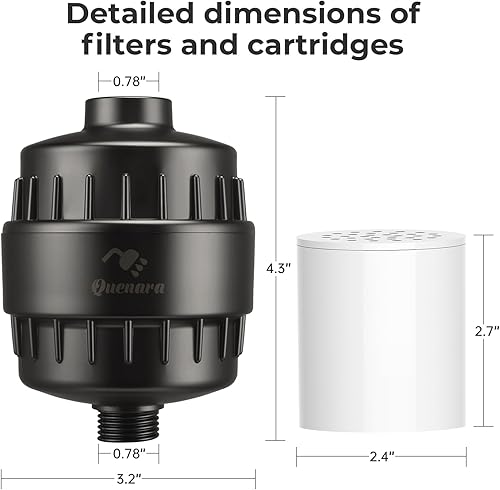 Miniatura 8 de Filtro de ducha mejorado, filtro de cabezal de ducha de 20 etapas con 2 cartuchos de filtro reemplazables, filtro de agua de ducha de alto