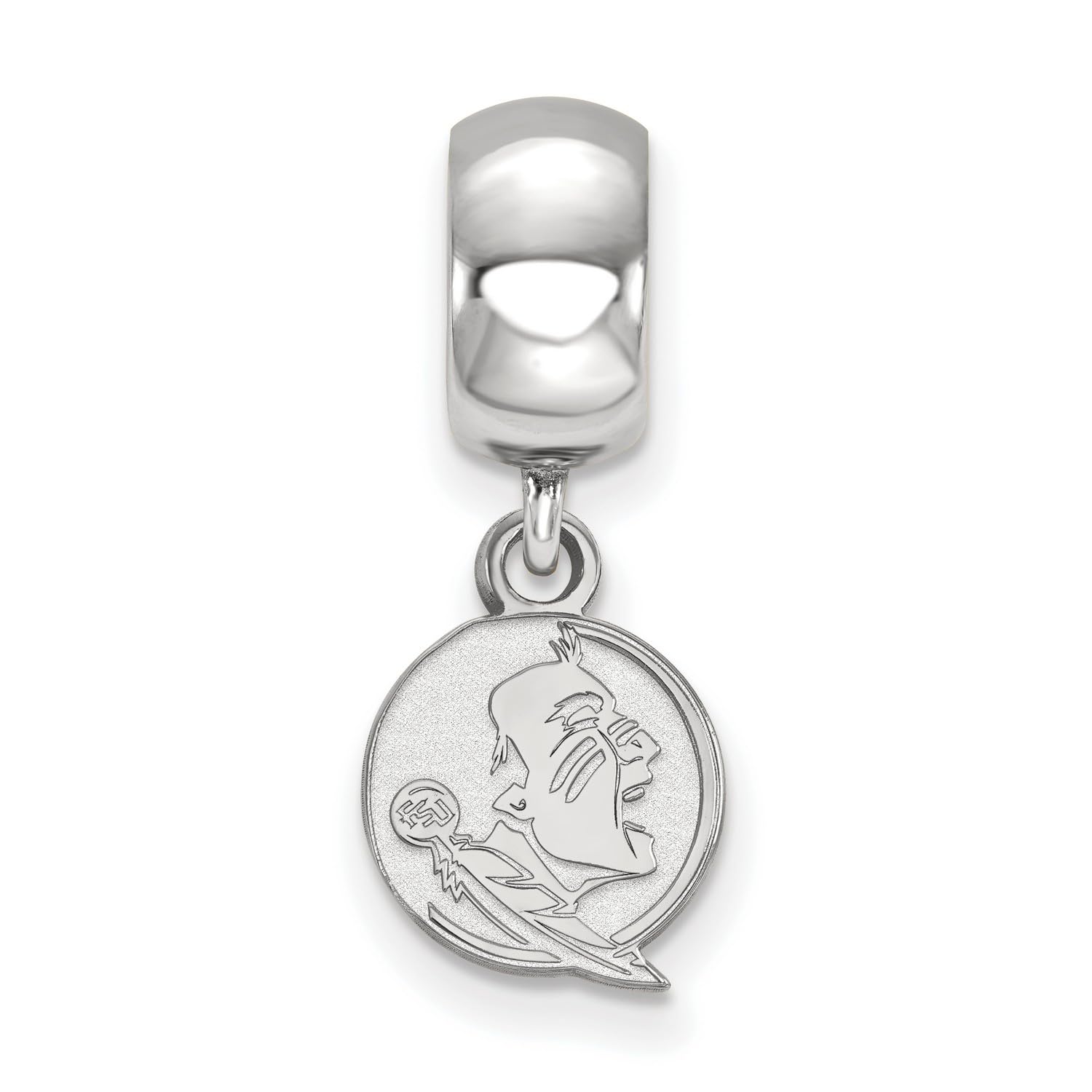 Jewelry Stores Network Florida State University Seminoles Chief Osceola School Mascot Dangle Bead Charm in Sterling Silver 10 mm x 9 mm