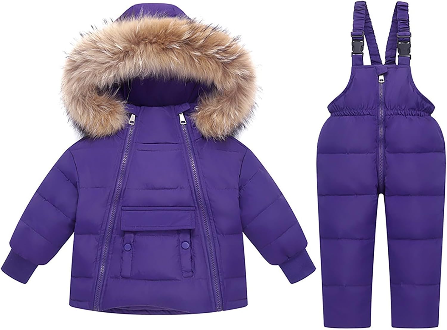 Girls Boys Heavyweight Plain Bib Snowsuit Set 2-Piece Ski Suit Toddler nsulated Coat Puffer Jacket Snow Pants Winter Clothes