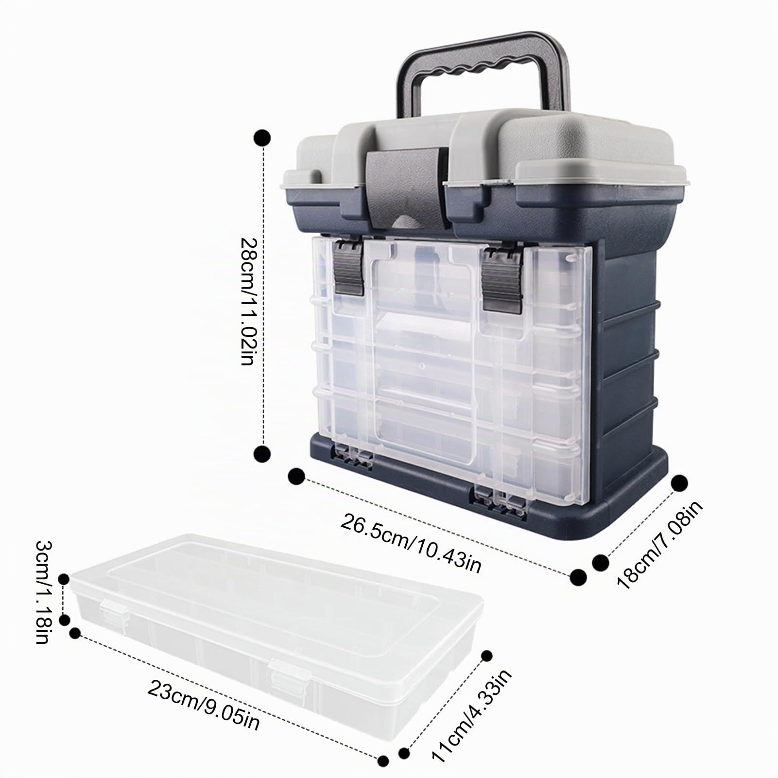 awakentti Organizer portatile per attrezzatura da pesca, con 4 cassetti, grande capacità, scomparti multipli, scatola multiuso per attrezzatura da pesca, perline e ferramenta