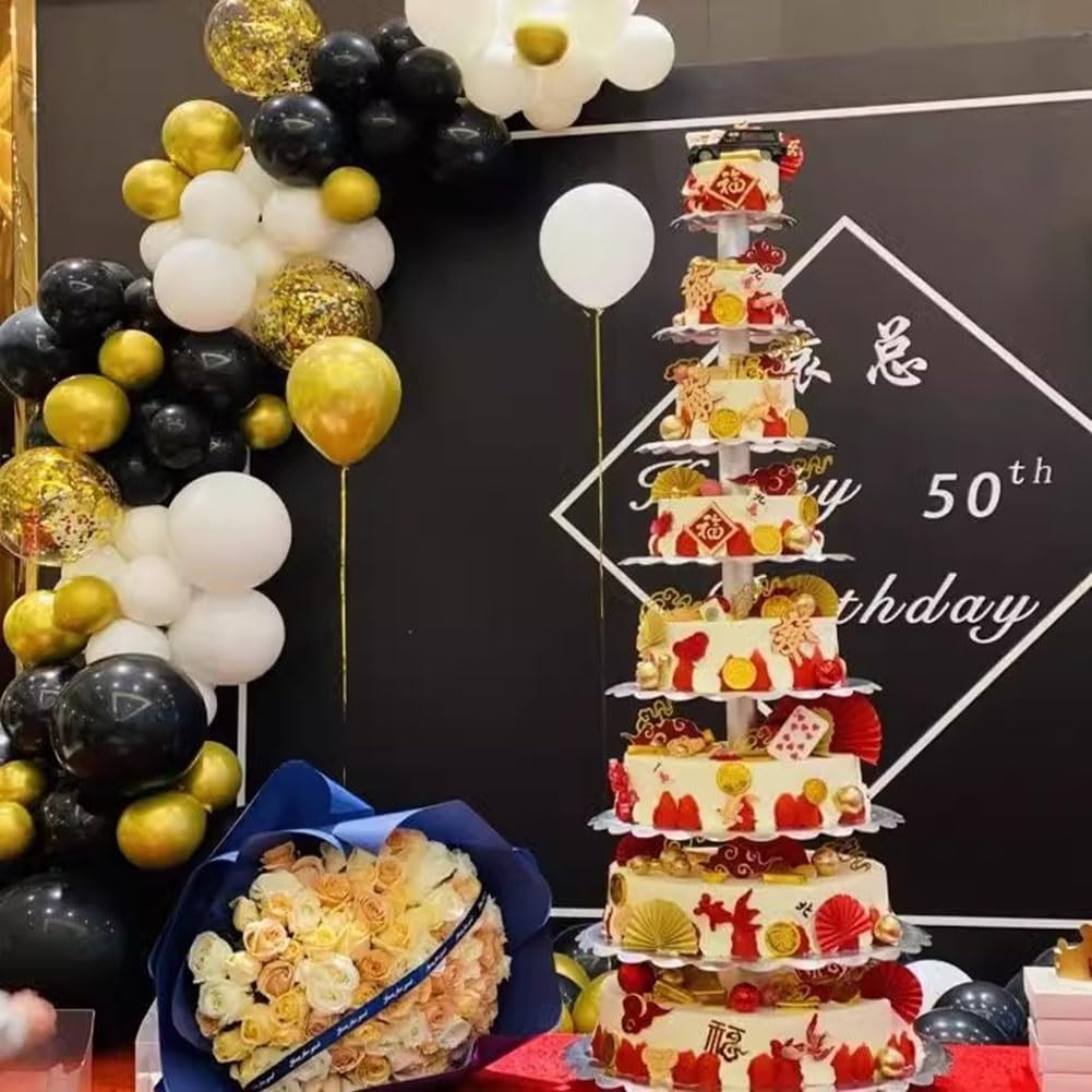 Soporte Redondo para Tartas Torre de Tartas de Gran tamaño con Forma de árbol para exhibir postres, Bodas, Fiestas de cumpleaños y graduaciones(10-Tier)
