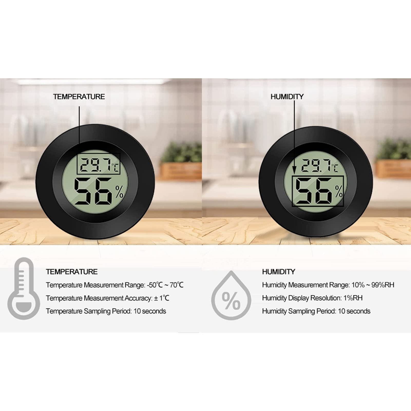 Piccolo Igrometro Digitale, Termometro Per Interni, Termometro Ambiente Monitor Di Temperatura E Umidita Per Il Comfort Di Casa E Ufficio 96362563