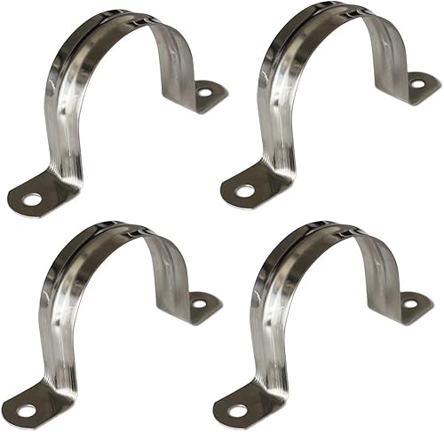 AKIHISA 4 Uds 2 Agujero U Tubo Correa Abrazadera 304 Acero Inoxidable Rígido Correa Abrazadera ID 3 1/7 Pulgadas (3.150 in)