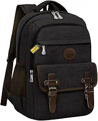 Mochila Notebook Masculina Feminina de Lona Resistente Casual e Confortável Vintage Retrô para o Dia a Dia