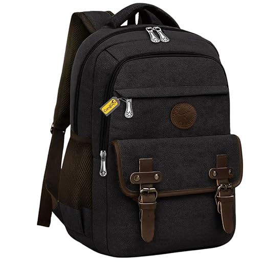 Mochila Notebook Masculina Feminina de Lona Resistente Casual e Confortável Vintage Retrô para o Dia a Dia