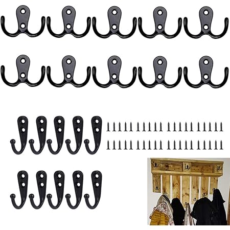 Colgador,20 Piezas Ganchos Percheros de Pared,Gancho Rústico Retro Perchero con Ganchos de Ropa Sombrero de Gancho Colgador de Llaves Gancho Toallero ...