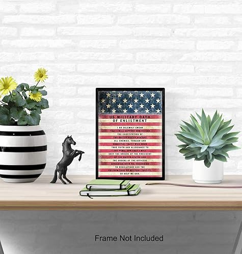 Miniatura 4 de Military Oath of Enlistment - Patriotic American Flag Wall Art Decor, Decoration - Gift for Soldiers, Army, Navy, Air Force, Marines, Coast Guard,