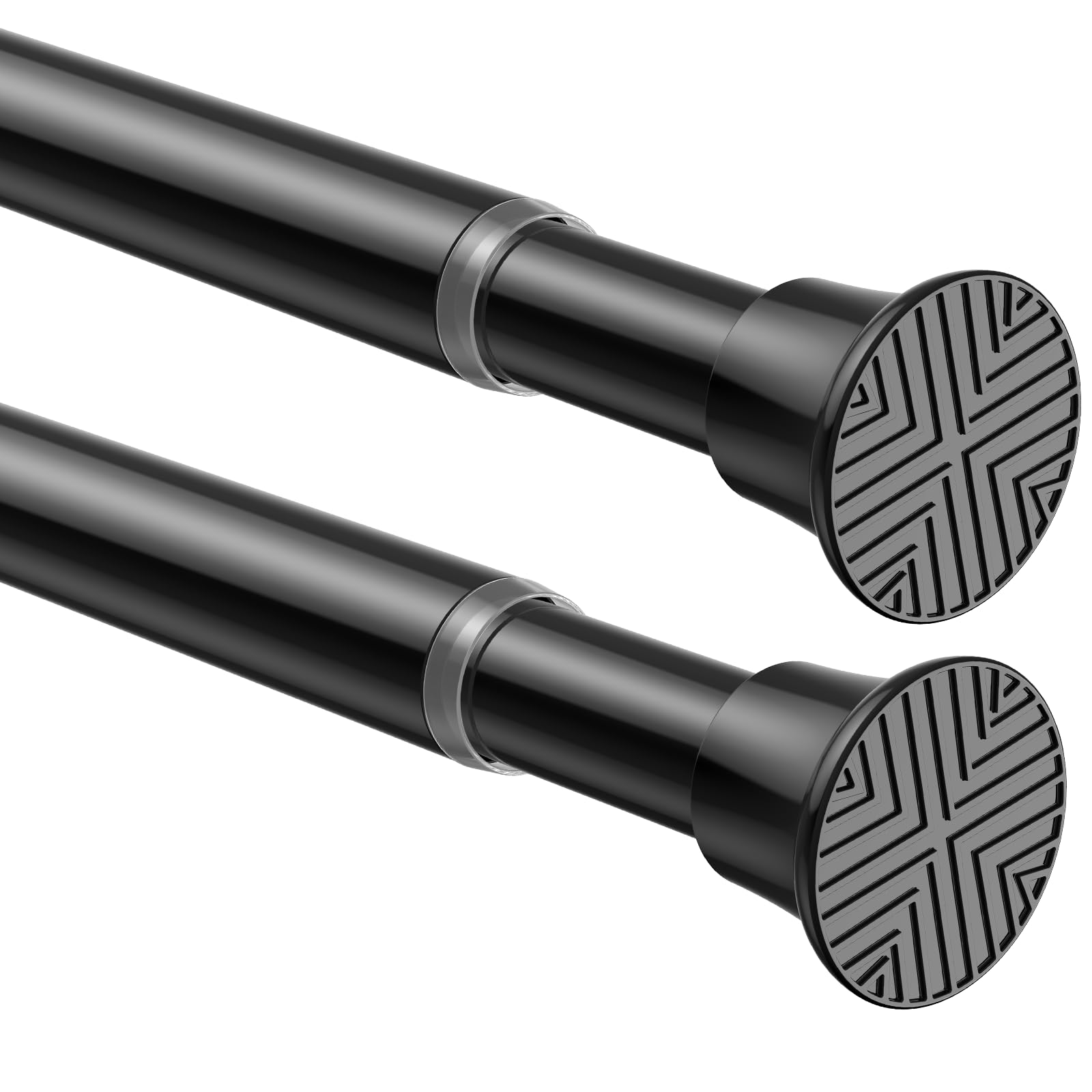 2 Pack Spring Tension Curtain Rod 32-76 inch, Black