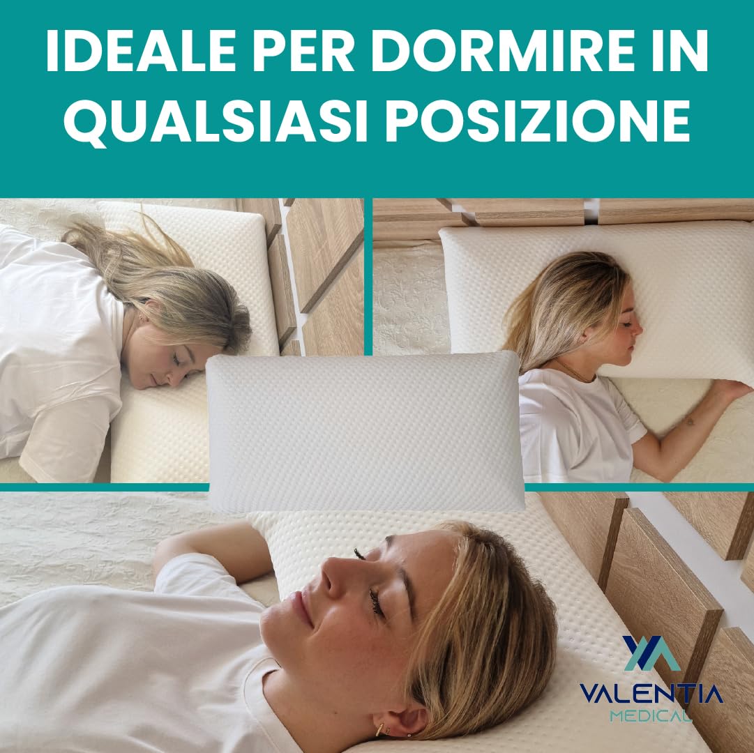 Pack 2 Cuscini Memory Foam 70 cm – Guanciali Ergonomici con Federa Supersoft in Aloe Vera Sfoderabile e Lavabile – Cuscini Letto Ortopedici – Certificati OEKO-TEX – Prodotto Europa