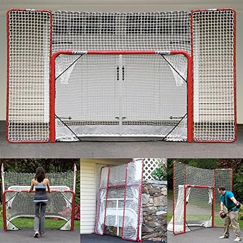 EZGoal Hockey Folding Pro Goal with Backstop and Targets, 2-Inch, Red/White Cover