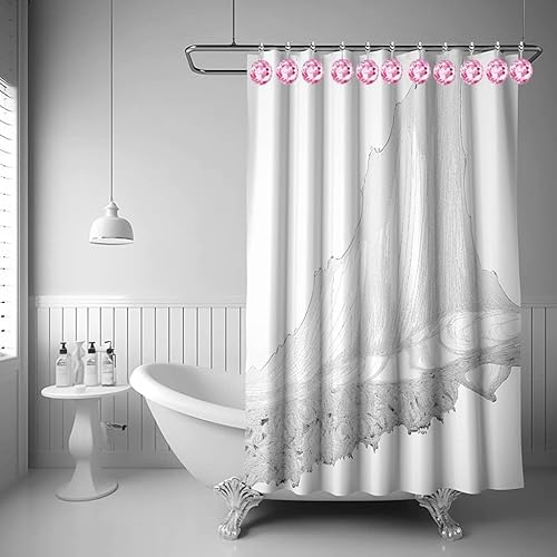 Miniatura 5 de Ganchos de cortina de ducha con diamantes de cristal para baño, paquete de 12, ganchos de acero inoxidable rosa a prueba de óxido, colgador de gemas