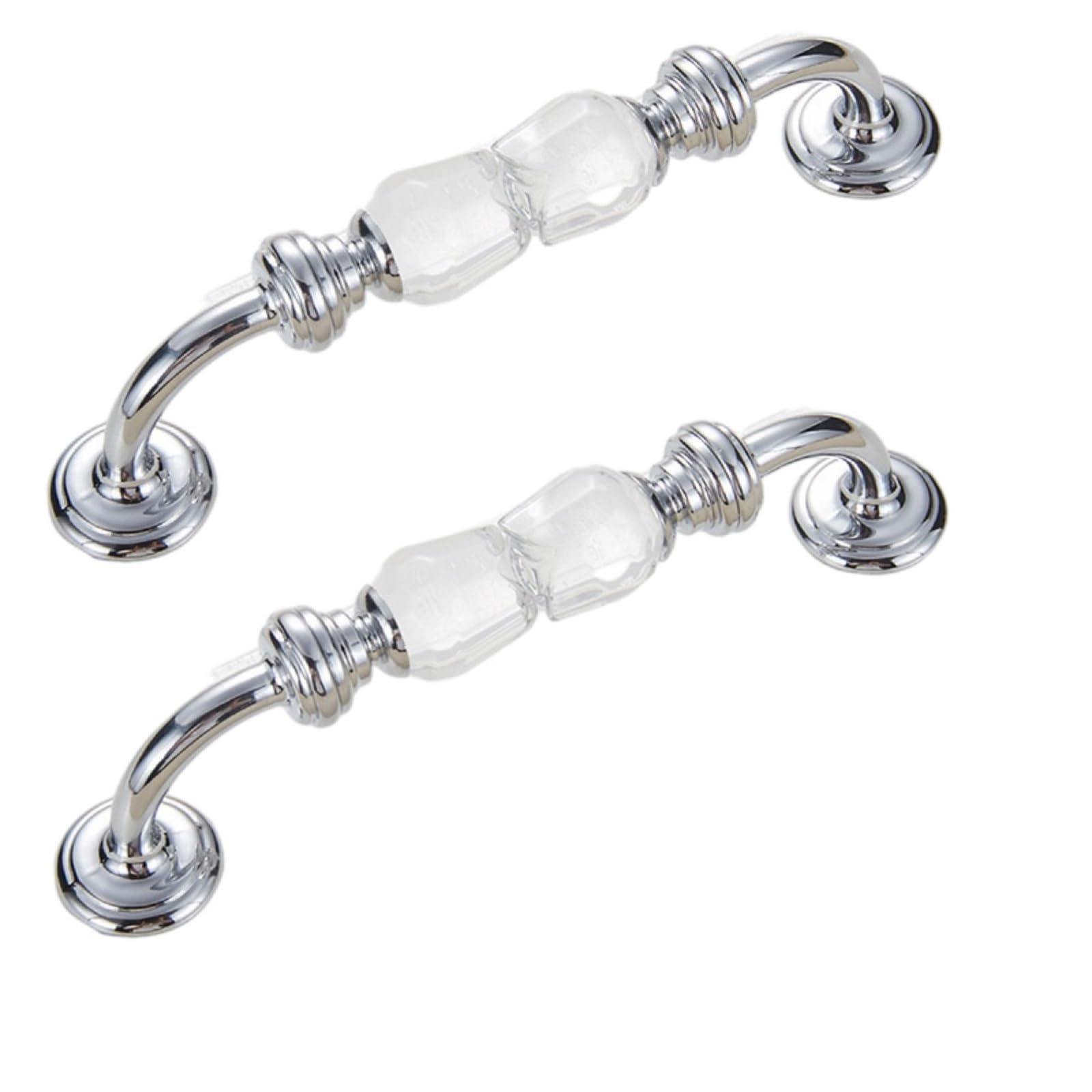 Kfgisd Bright Chrome 2Pc,Bedroom Drawer Handles Single And Double Hole Multi-Color Glass Crystal Rose Knob Drawer,Crystal Handles(,Double Hole)