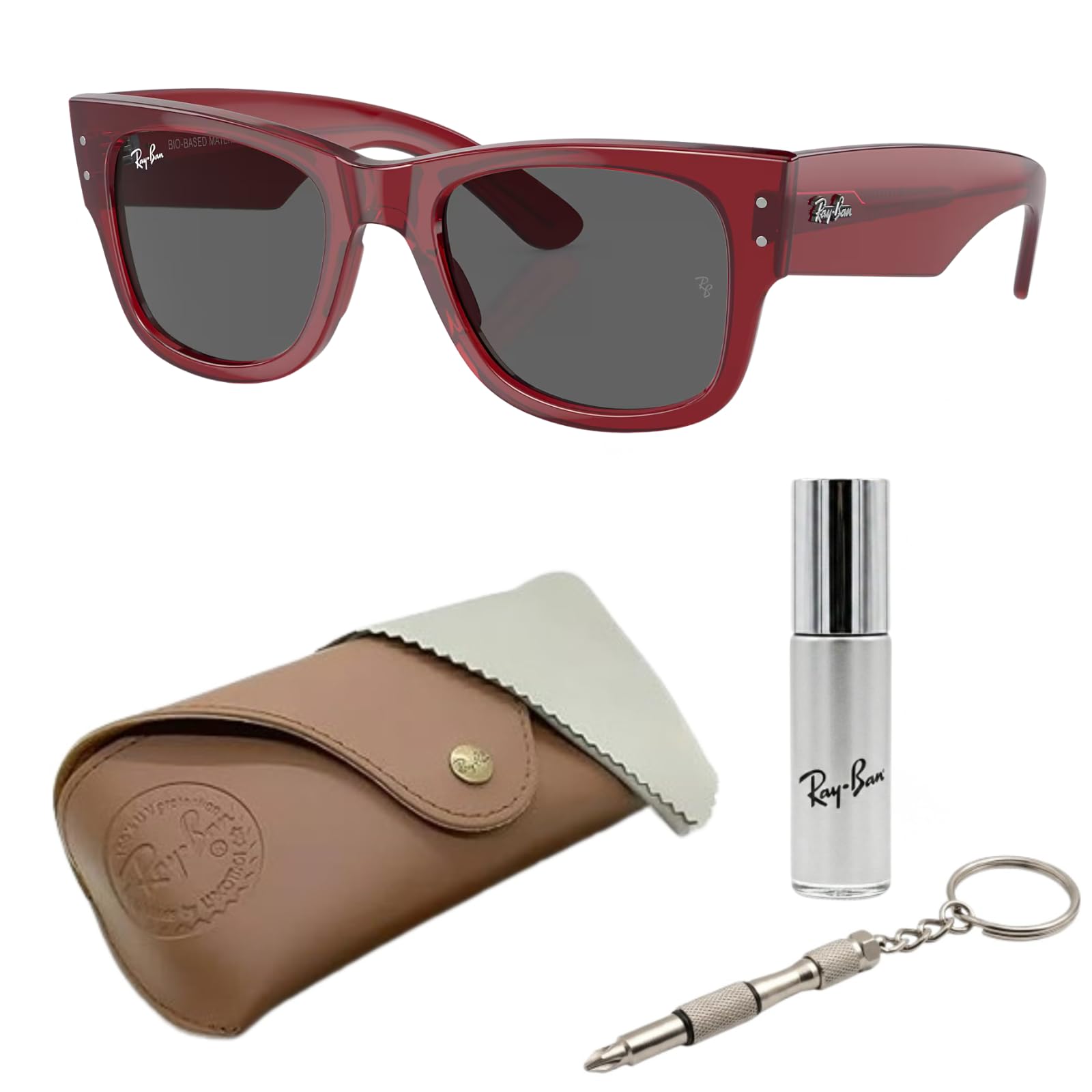 Ray-Ban RB0840S MEGA WAYFARER BIO-BASED Square Shaped Sunglasses for Men Women with Official RAYBAN Eyewear Kit