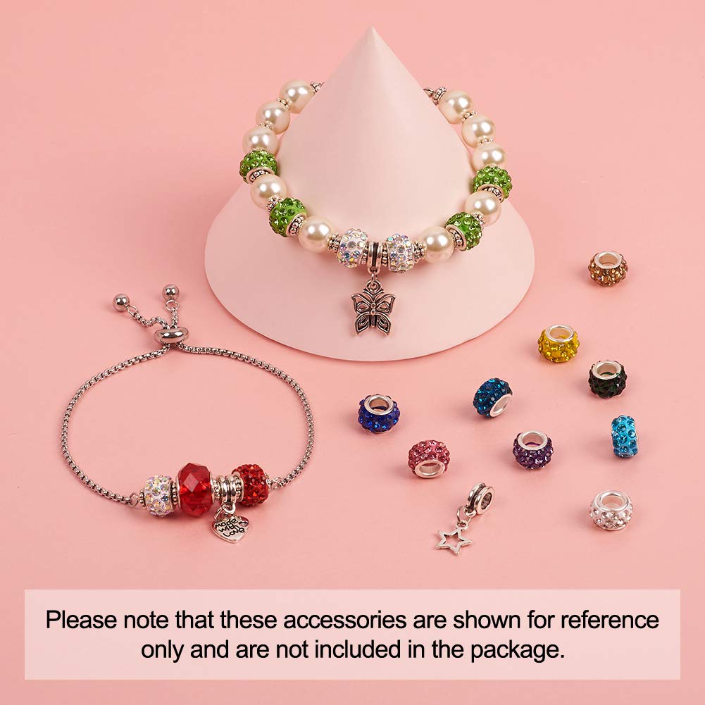 PandaHall 50 Perline In Lega Con Strass - Rondelle Con Foro Grande 5mm - Per Bracciali Snake E Catene Europee - 3