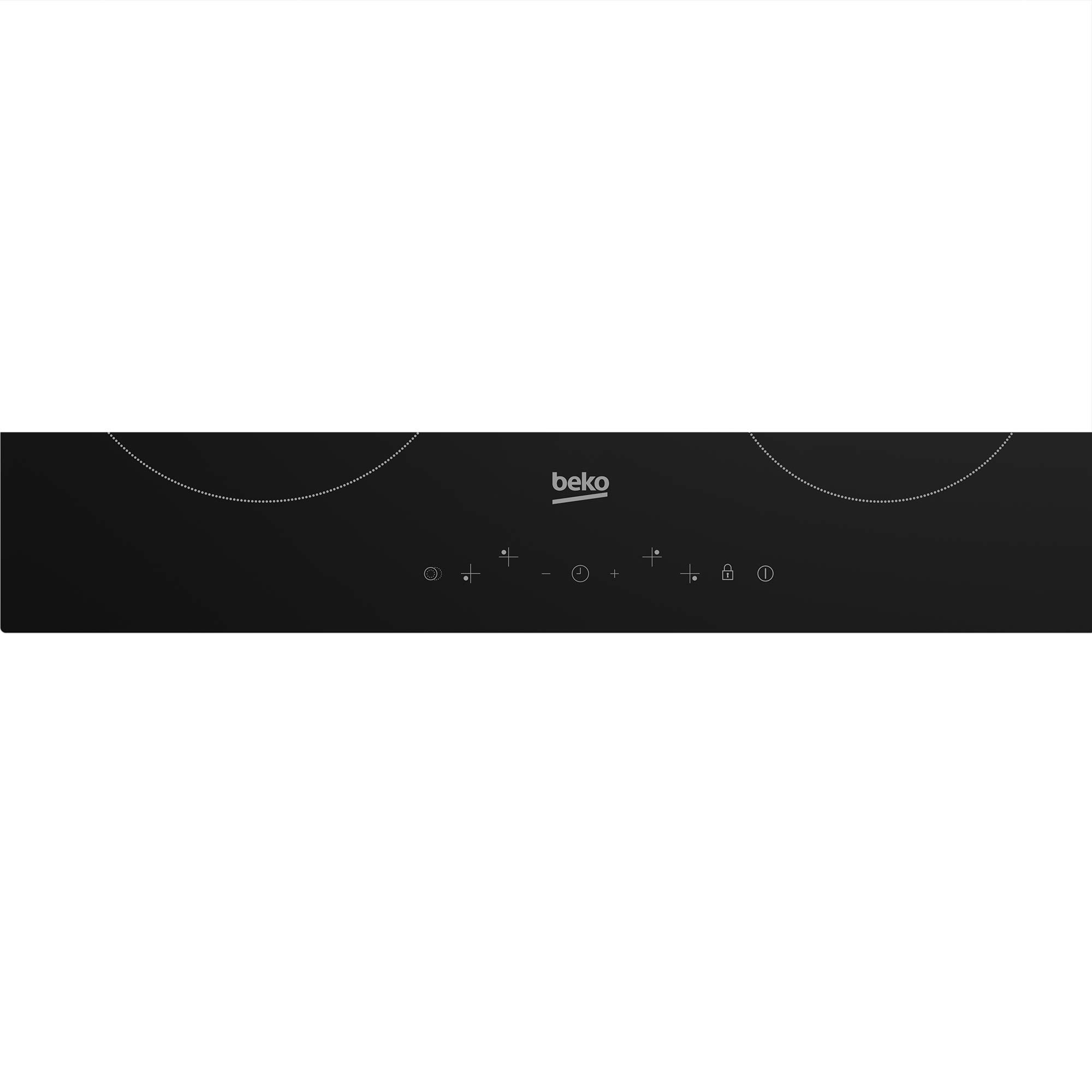 Beko HIC64402E - Placa Vitrocerámica de 60 cm de ancho, 4 zonas de cocción 1 con dos tamaños, Control táctil "TouchControl", negra