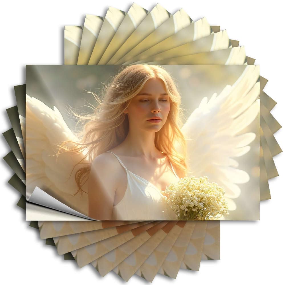 Tattoos Cool Decor Easy Apply | Angel Holding A Bouquet of Flowers. Half Hard Peel and Stick(6X9CM)