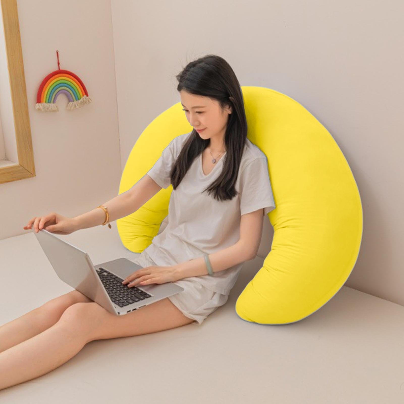 Seitenschläferkissen, Körperkissen 180cm, Halbmondform Ergonomisch | Stützt Rücken, Bauch Und Beine Für Tiefen Schlaf Für Seitenschläfer, Schwangere,Nickerchens Auf Sofa Oder Bett,Bezug Waschbar