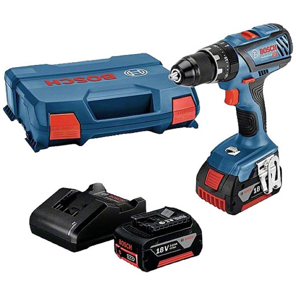Bosch Professional 18V System GSB 18V-28 - Taladro percutor a batería (63 Nm, 1900 rpm, 2 baterías x 3.0 Ah, en maletín)