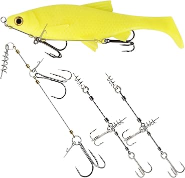 3Pcs Fishing Jig Heads Kit Three Treble Hook Line Group Double Jig Hook Wire Hook with Spring Lock Wire Hook Bass Lure Set