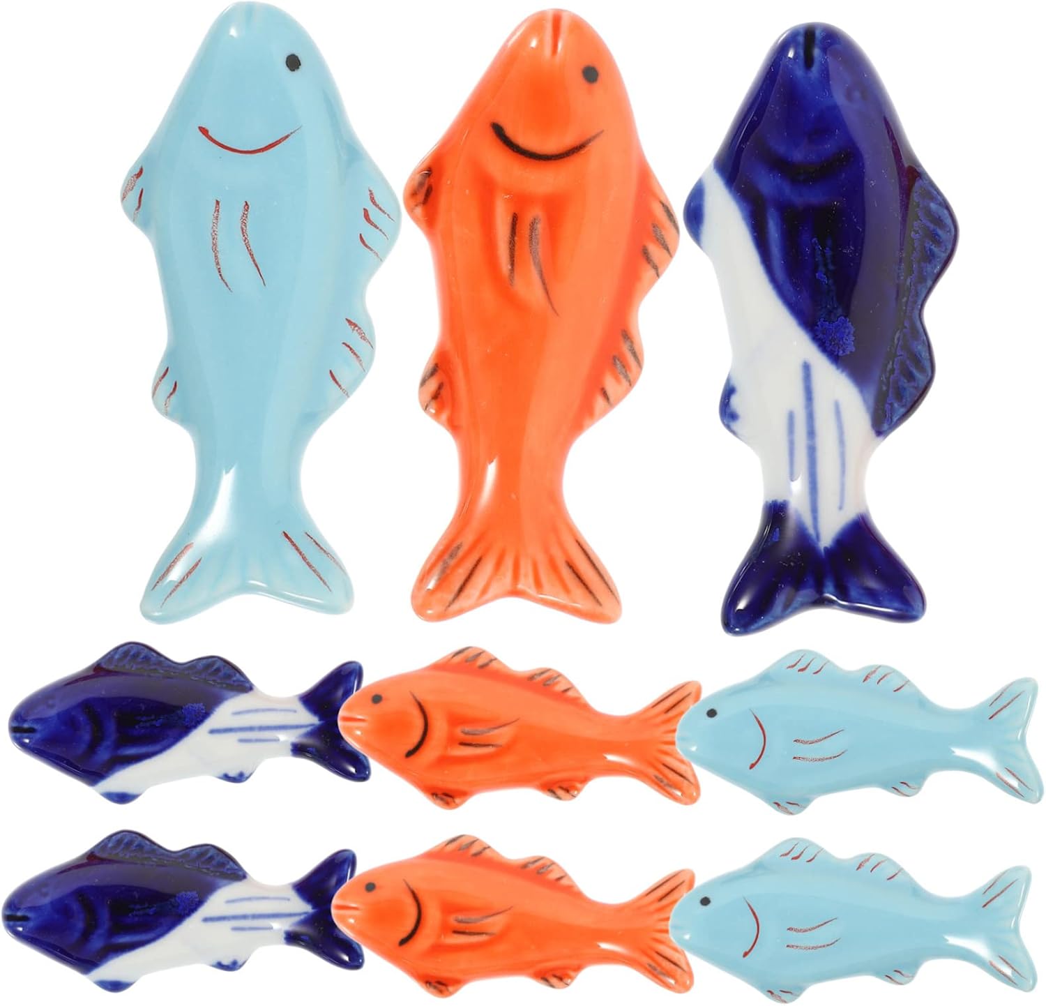 ABOOFAN 9pcs Fish Shape Ceramic Chopstick Rest Kitchen Accessories Chopsticks Spoon Fork Holder
