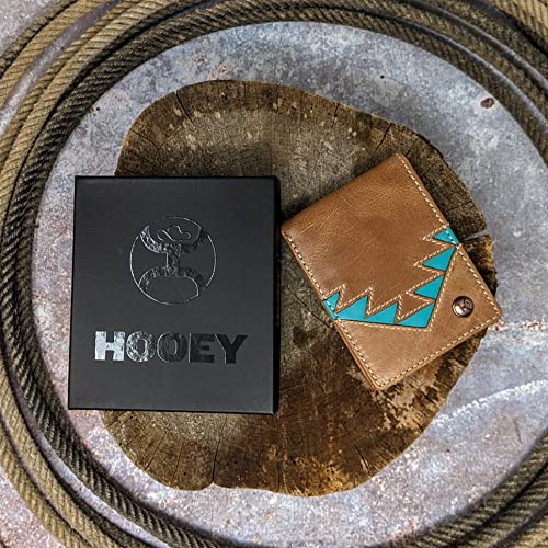 Image of HOOEY Bi-Fold Leather Men's Wallet (Aztec - Turquoise)