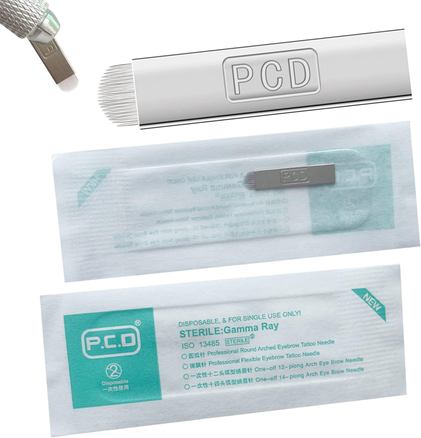 PCD U19 Microblading Needle Blades 30Pcs,Disposable Eyebrow Tattoo Needles for Permanent Makeup Machine Supplies Manual - 19 Pins U Shape