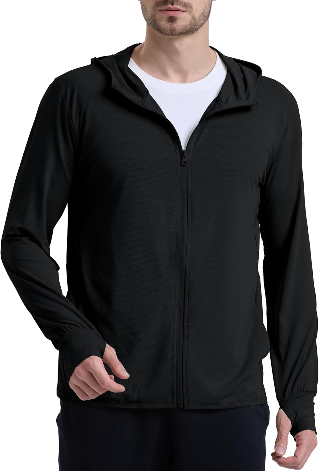 Men's UPF 50+ Sun Protection Lightweight Hoodie Jacket Full Zip Long Sleeve Hiking Fishing Outdoor Performance