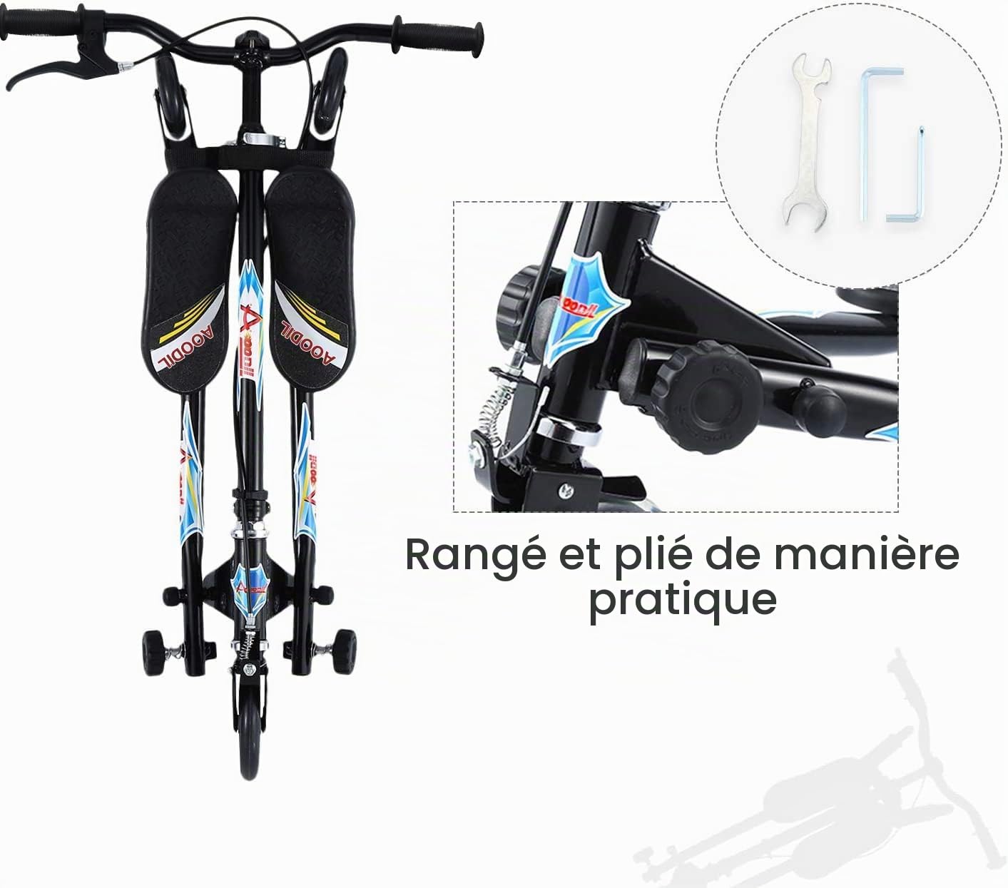 Trottinette Swing pour Enfants, Trottinette Pliable à 3 Roues avec Guidon Réglable à 4 Positions et 2 Roues Arrière à LED pour Garçons et Filles âgés de 3 à 8 Ans