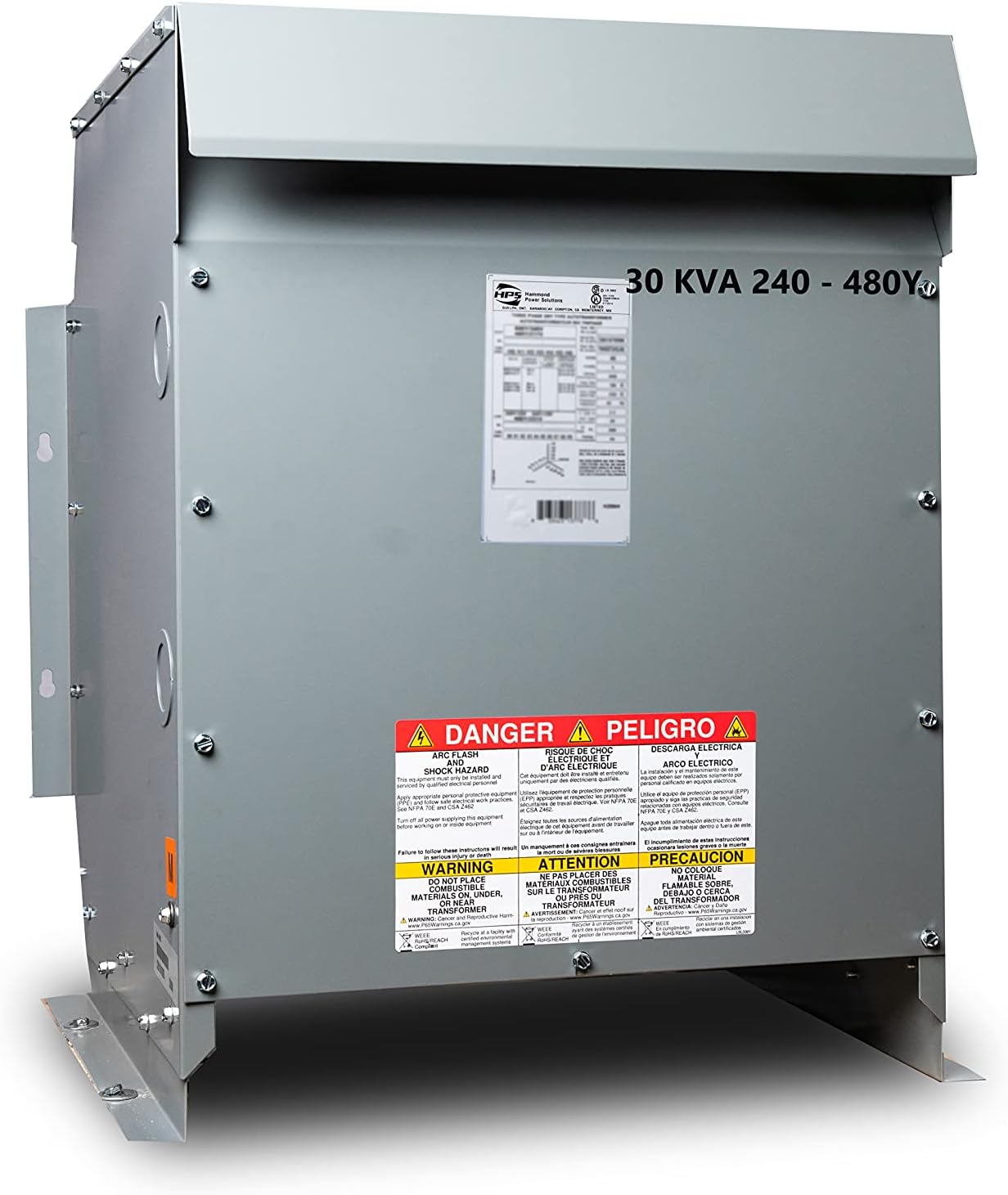 30KVA 240D - 480Y Secondary | 3-Phase Isolation Transformer | Delta to Wye