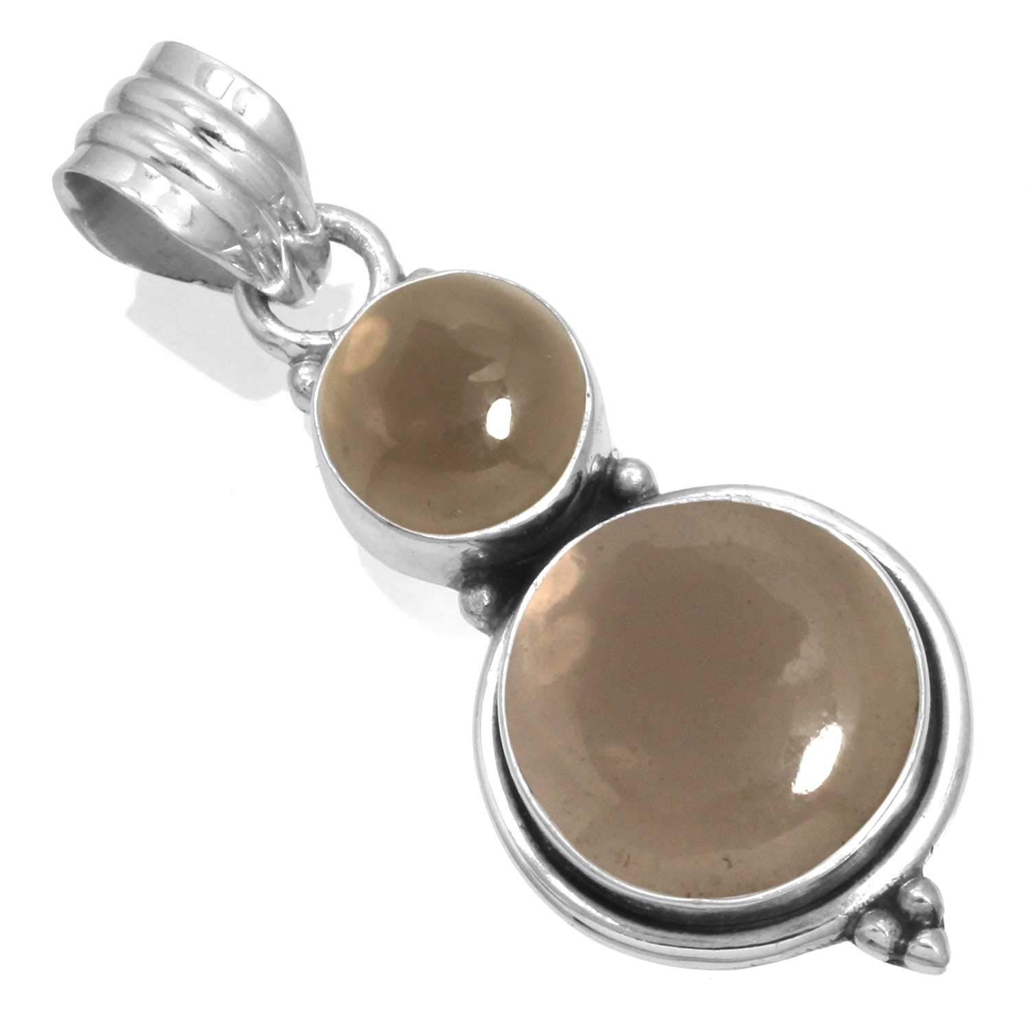 jeweloporium 925 Sterling Silver Handmade Pendant for Women Round 2 Gemstone Statement Jewelry for Gift (99504_P)-picture-34