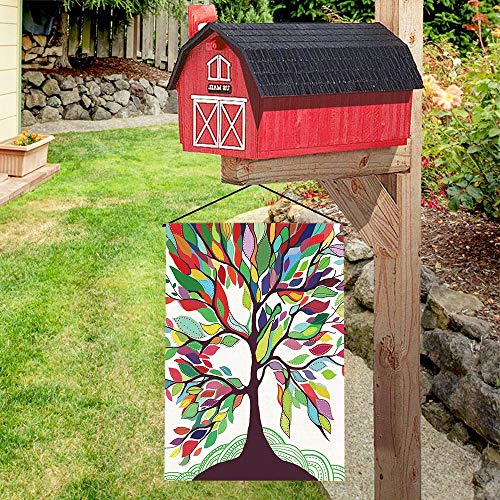 Aokdeer Garden Flag Colorful Rainbow Tree Of Life 12×18 Inch Double Sided Burlap Decorative Yard Banner Garden Flag Holiday Flag For Party Home Outdoor Decoration (1Pcs) #TOP5