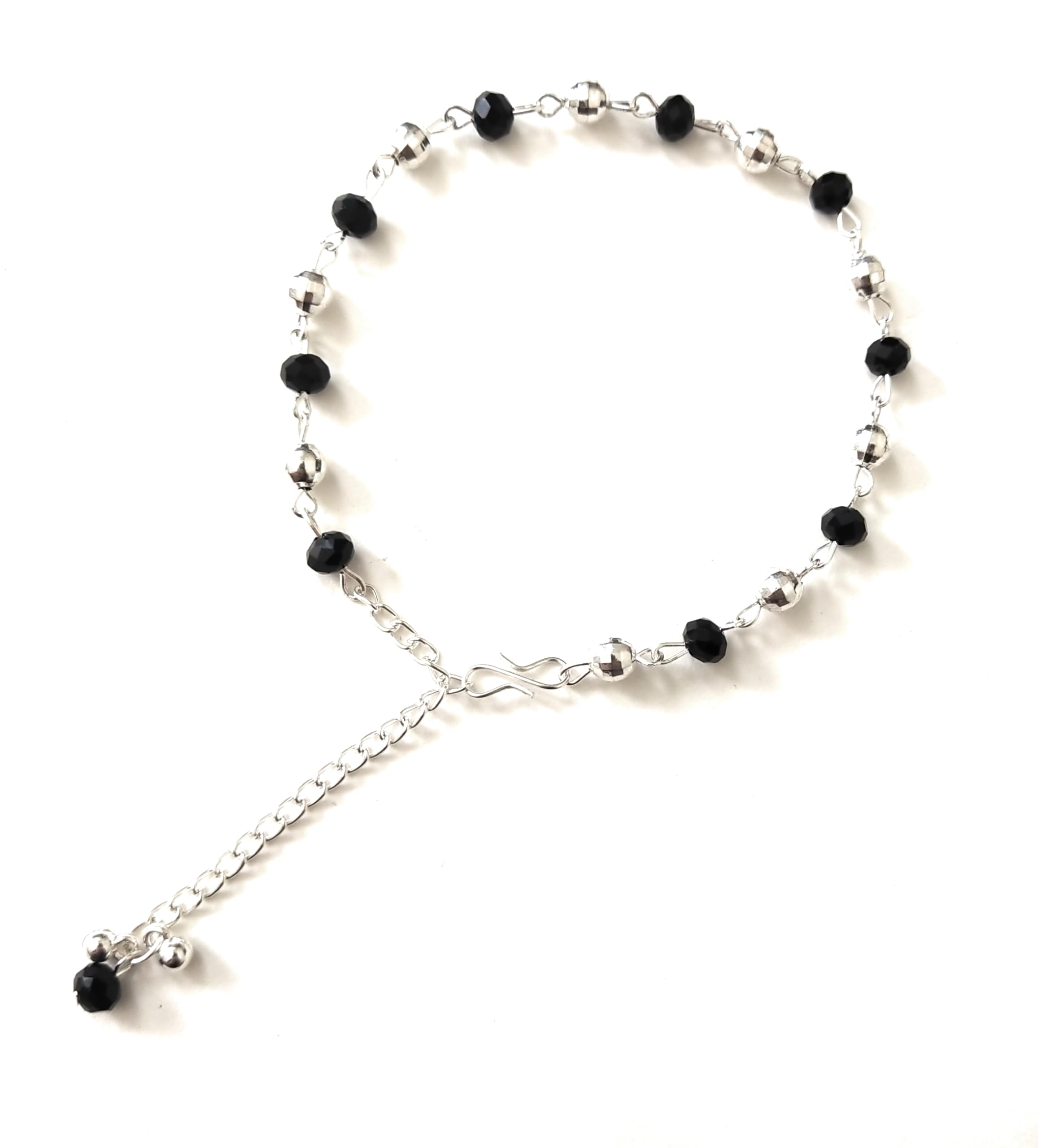 SWENY TRADERS Designed silver anklet for women and girls with oxidized beads with black and white oxidized ball pattern with adjustabble pattern (pack of 2) (H-7) (B0D3C9VGZR) Amazon Price History, Amazon Price Tracker