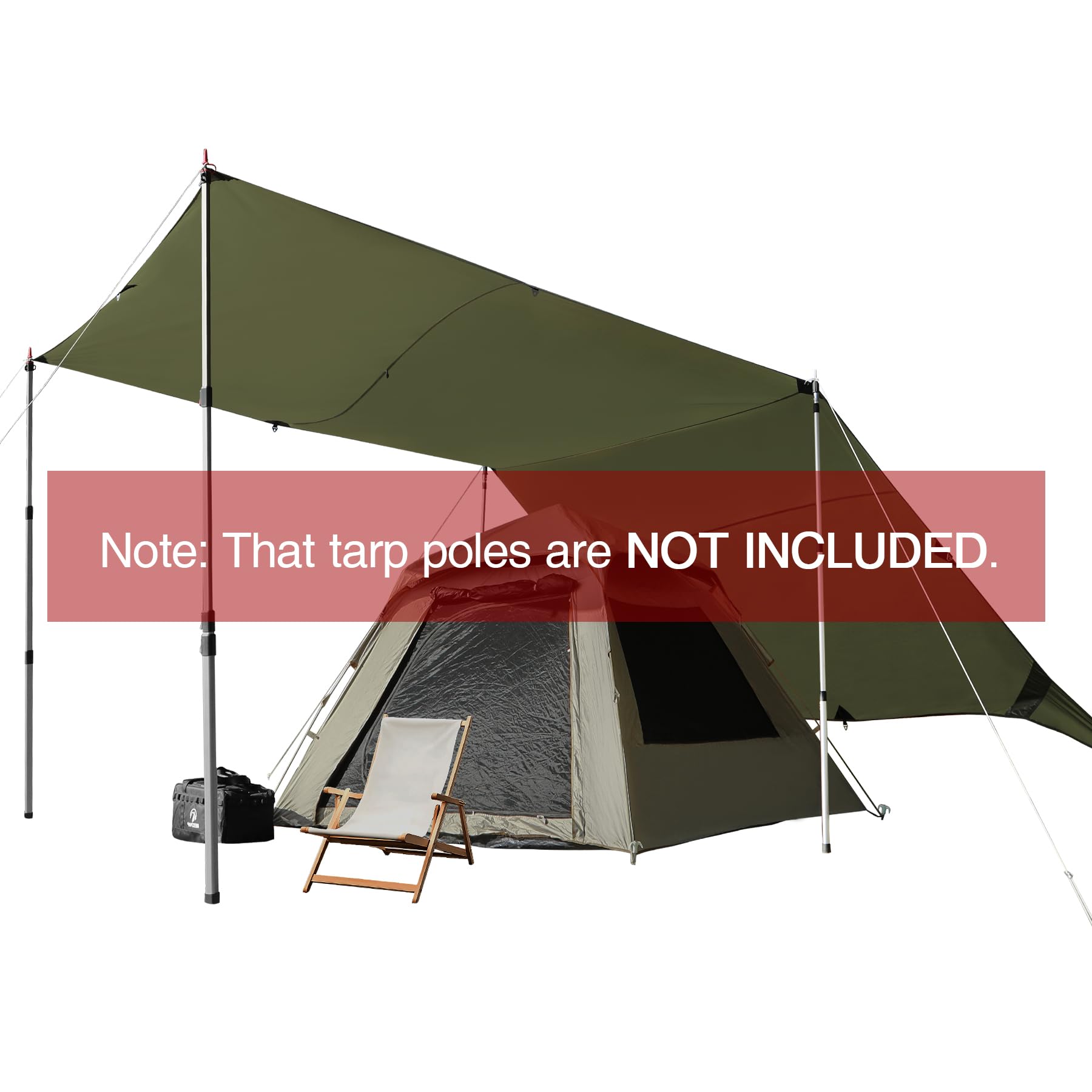 REDCAMP Bâche de Protection imperméable pour hamac - 3 x 4,9 m - Légère - pour randonnée en Plein air - Vert