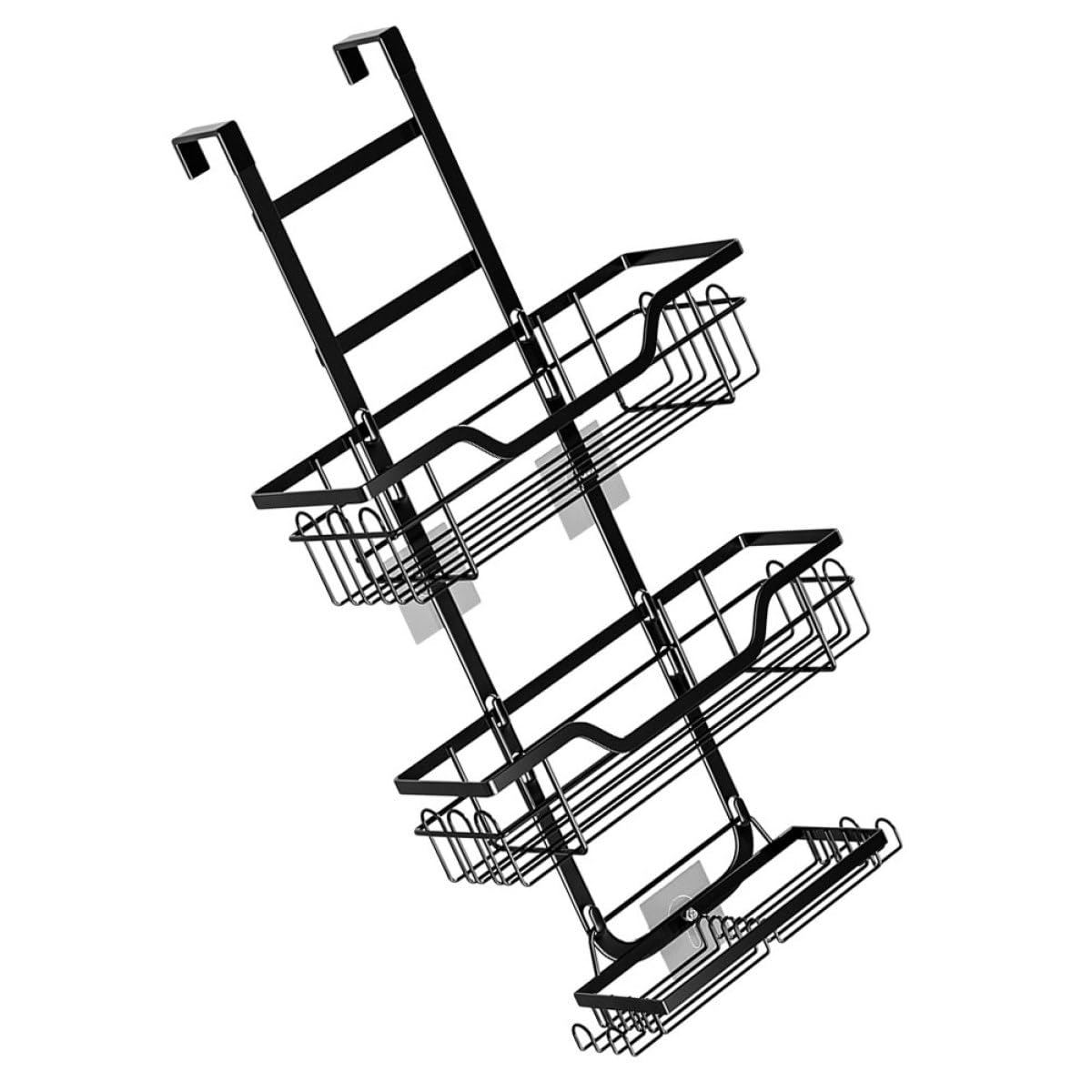 SHINEOFI Over The Door Shower Organizer Hanging Bathroom Storage Rack No Drilling Metal Caddy with Soap Holder Space-saving