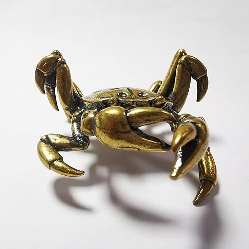 Miniatura 4 de Figura de cangrejo de latón, adornos de decoración de latón para el hogar, mesa de té, decoración factival, adornos decorativos para sala de estar,