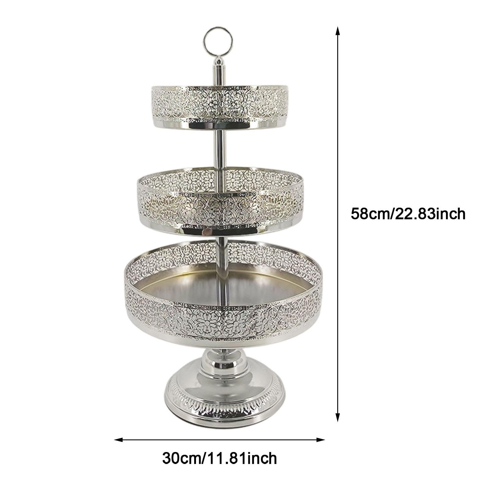 Soporte Metálico de 3 Niveles para Cupcakes, Ideal para Servir Postres en, Argén, Individual