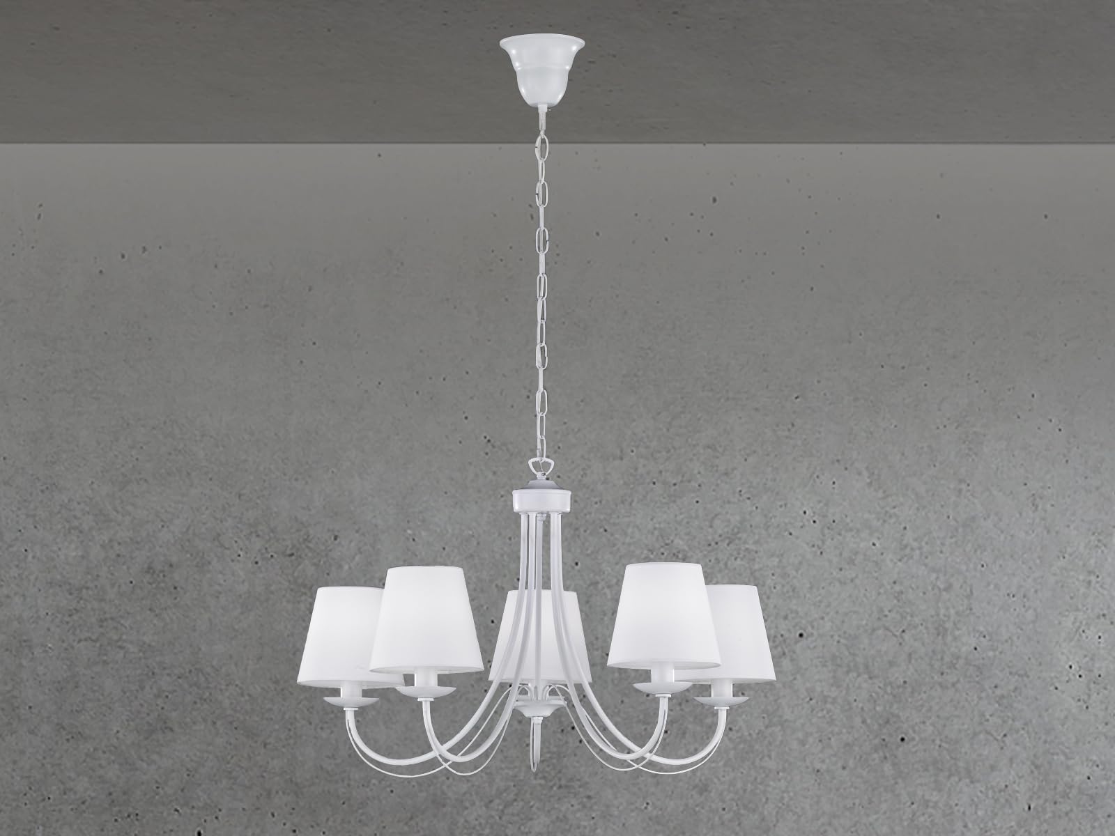 Trio Leuchten Lampadario E14, 28 W, Bianco Opaco, 66 x 66 x 150 cm