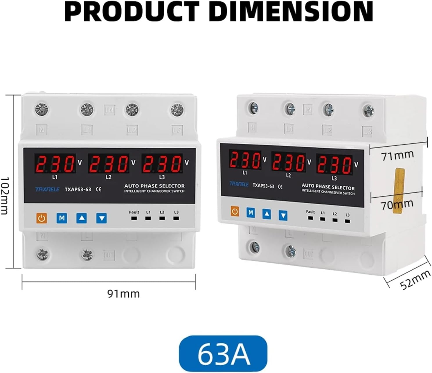 OJOPOV Three Phase Selector Voltmeter Panel Layout