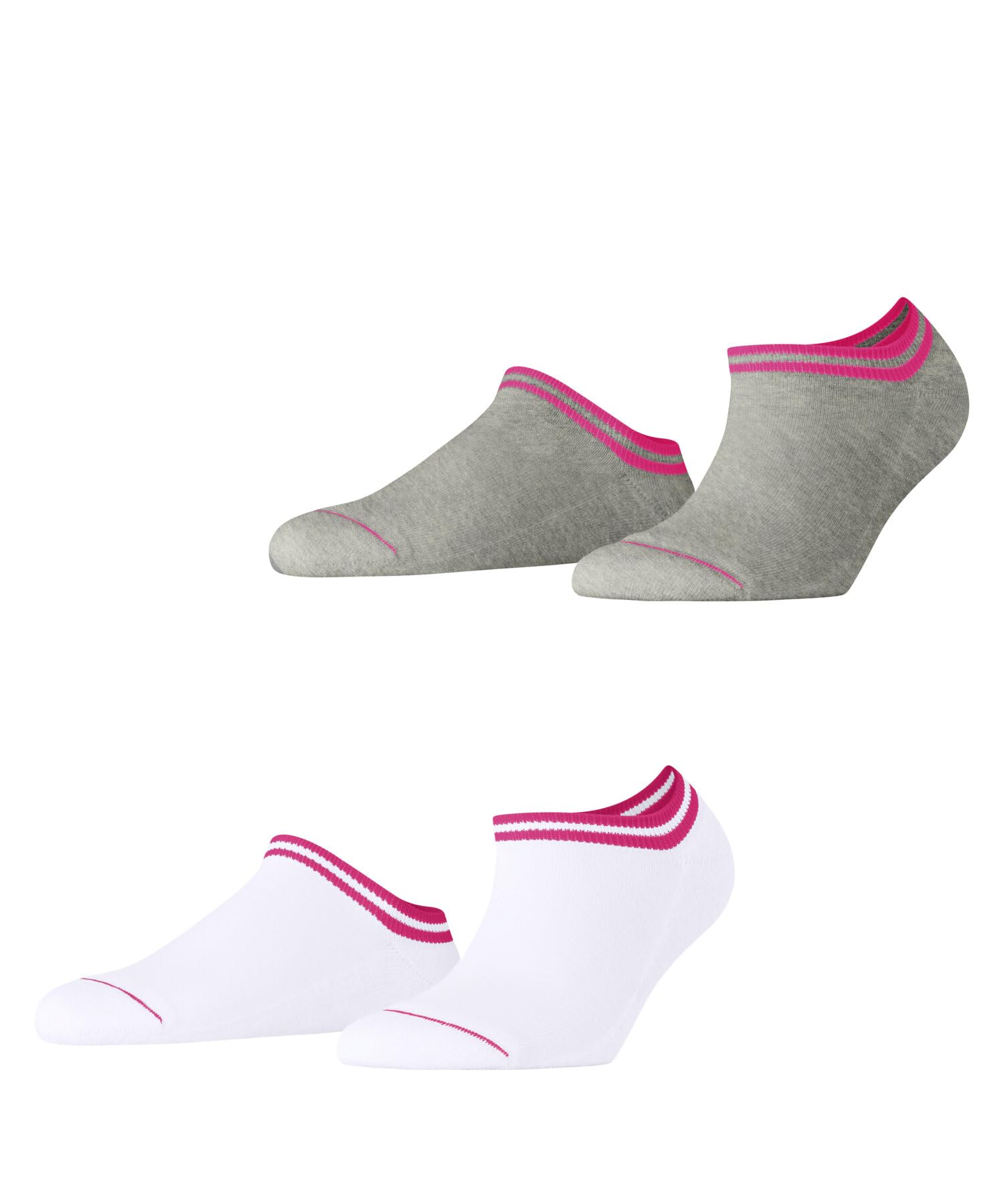 ESPRIT Women's Base Stripe Multipack W Sn Cotton Low-Cut Patterned Trainer Socks 2 Pairs, Multicolored Grey White 0010, 5.5-8