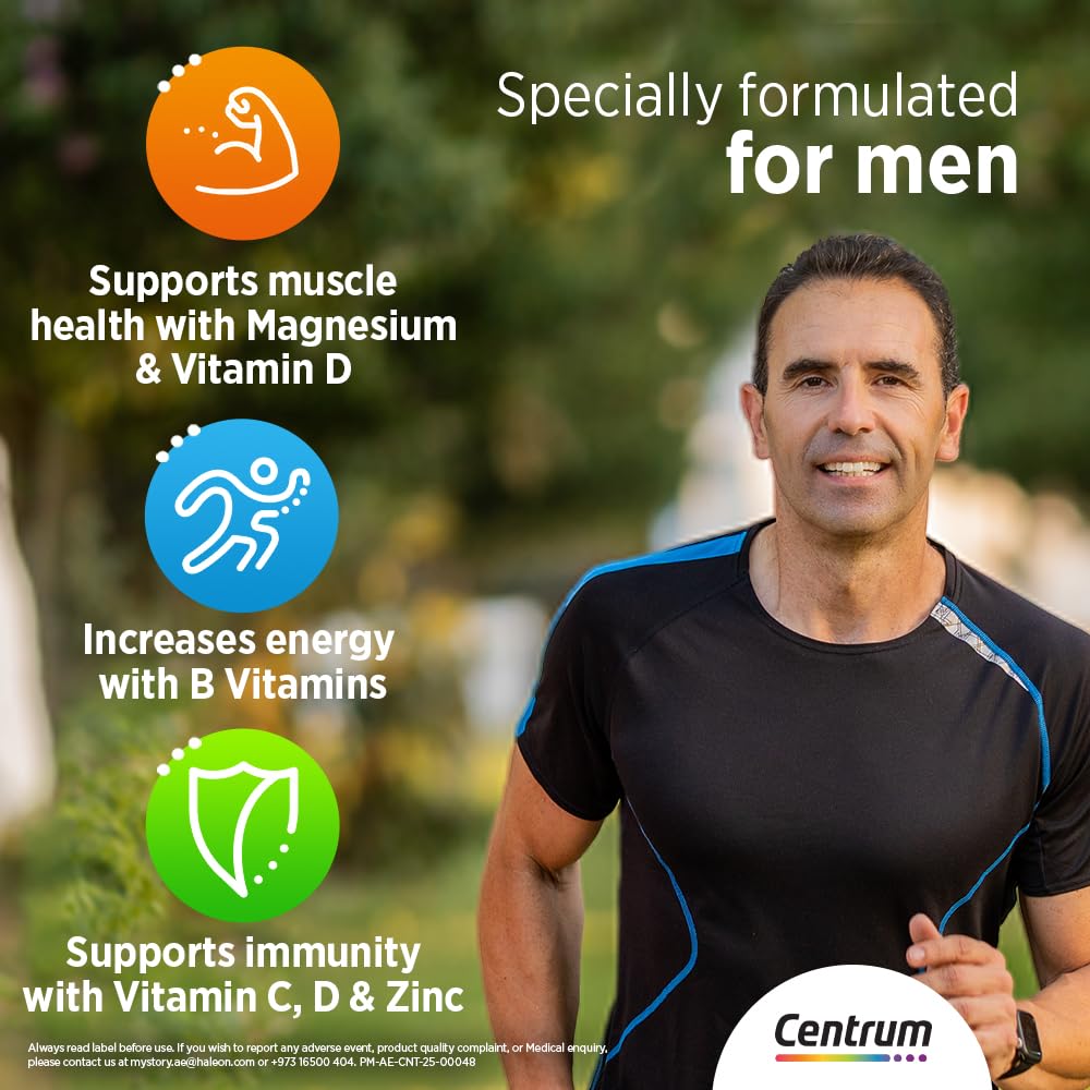 Centrum Men Multivitamin 30 Tablets - One-Month Complete Daily Vitamins & Minerals for Men with Nutrients Supporting Energy, Muscle Function and Immune Health - Handy Monthly Pack