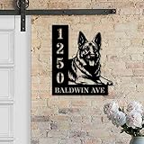 Personalized German Shepherd Dog Address Sign, Custom Metal House Number with German Shepherd Design, Outdoor Wall or Yard Decor, Pet Lover Home Decor (German Shepherd Dog House Number)