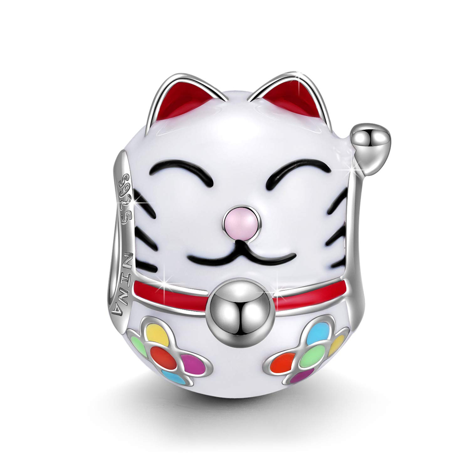 NINAQUEEN "Dance of Nature: Butterfly" 925 Sterling Silver Bead, 5A Cubic Zirconia and Hand-applied Enamel Christmas Gift with Jewelry Box Compatible with Charms Bracelet and Necklace-Classic Version