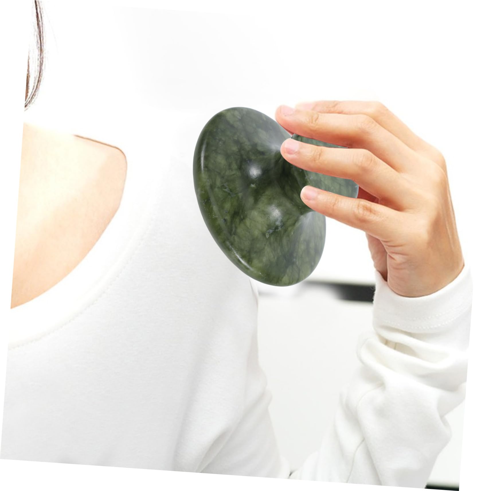 Strumento Gua Sha in Jade a Forma di Fungo, Massaggiatore per Viso e Corpo, Design Ergonomico per Trattamenti Spa Rilassanti