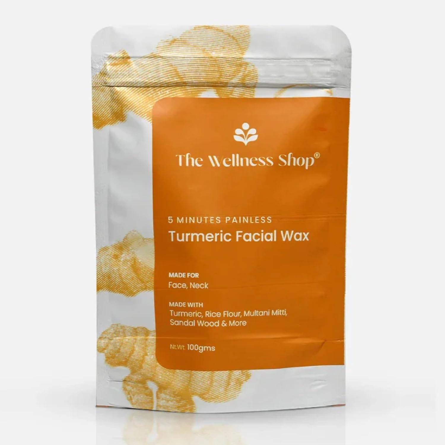 The Wellness Shop - Turmeric Facial Wax Powder, 5 min Painless Natural Face Hair Removal Waxing Powder, Easy to use at home, No chemicals - No Irritation, No Skin rashes (100g)