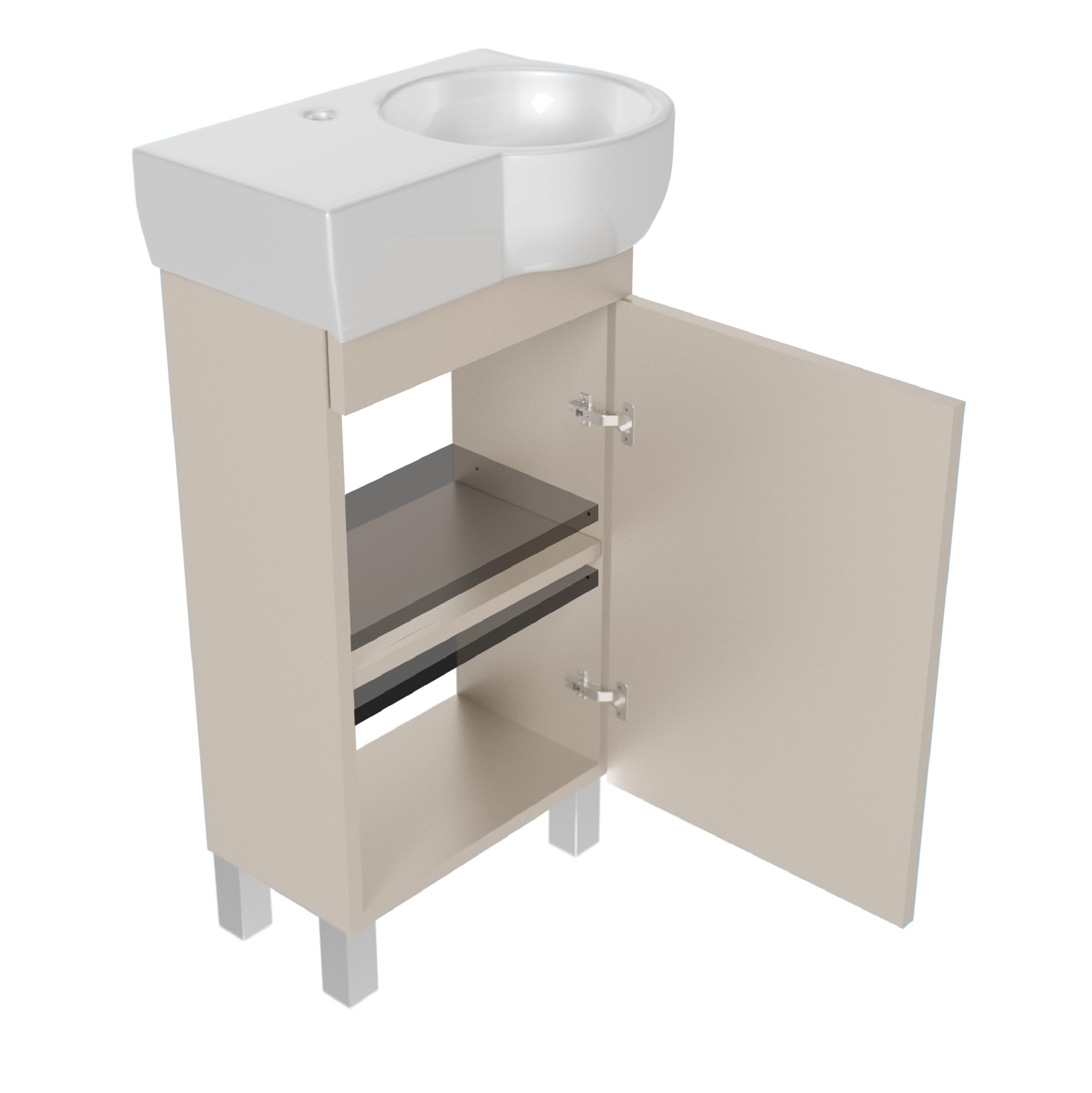 Lavabo con mobiletto da 50 cm di larghezza, mobiletto per lavabo Burgos con lavandino – Mobiletto da bagno, mobiletto da bagno (cashmere)