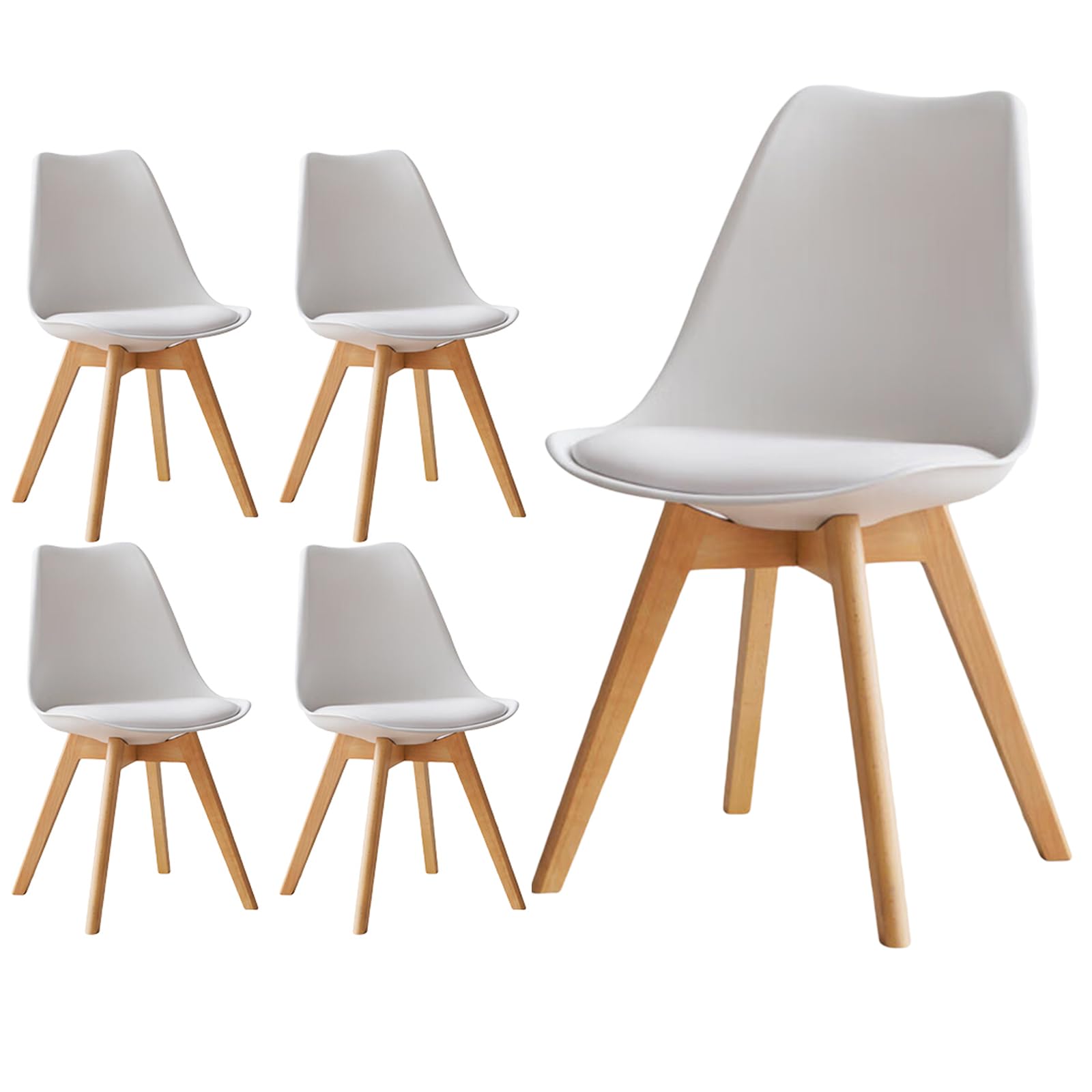 Frixovel Sedie da Pranzo,Set di 4 Sedie Scandinave,Ideale per Sala da Pranzo,Salotto,Cucina,Camera da Letto (4, Bianco, Standard)