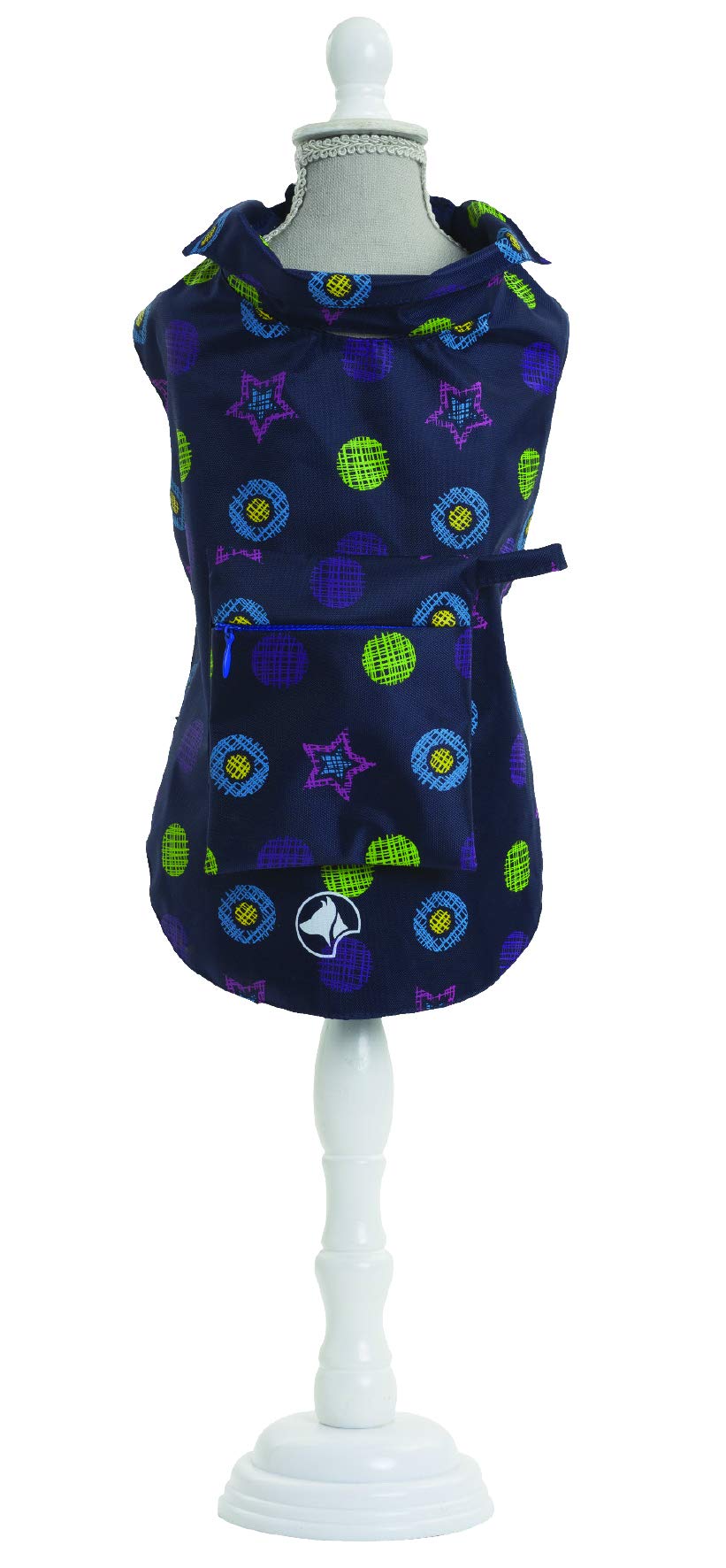 Croci Dog Raincoat Color With Printing In Rainproof Nylon, 35 cm, Blue