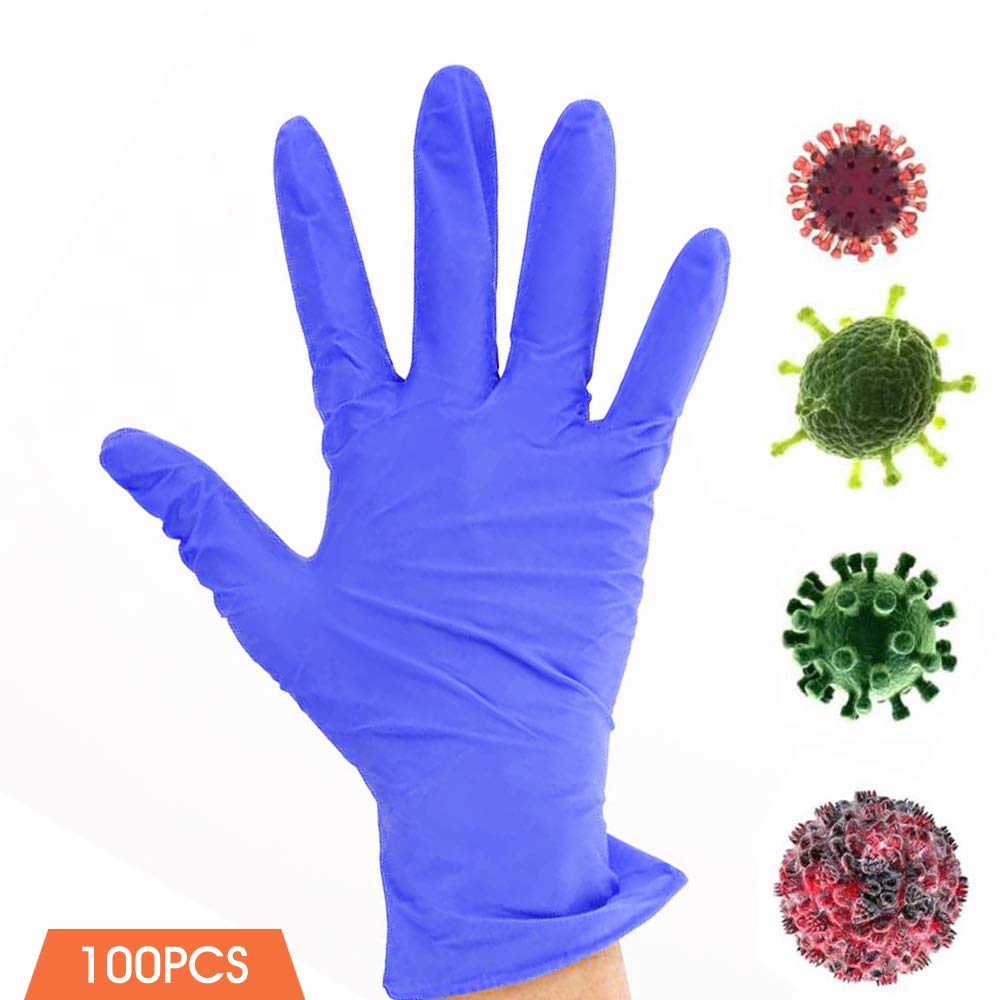 RIFNY Disposable Protective Gloves, Medical Examination Gloves, Powder-Free Allergy-Proof Nitrile Gloves, Can Be Used in Multiple Scenes, Each Pack of 100 (Large)