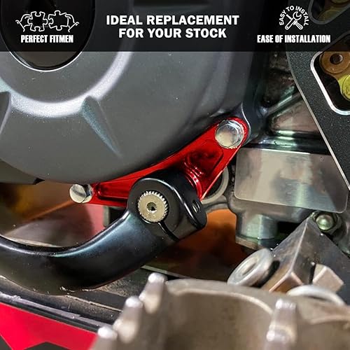 Miniatura 8 de Canitu Soporte de eje de cambio rojo, soporte de aluminio anodizado CNC Billet para palanca de cambios con soporte de 2 pernos para Honda CRF110