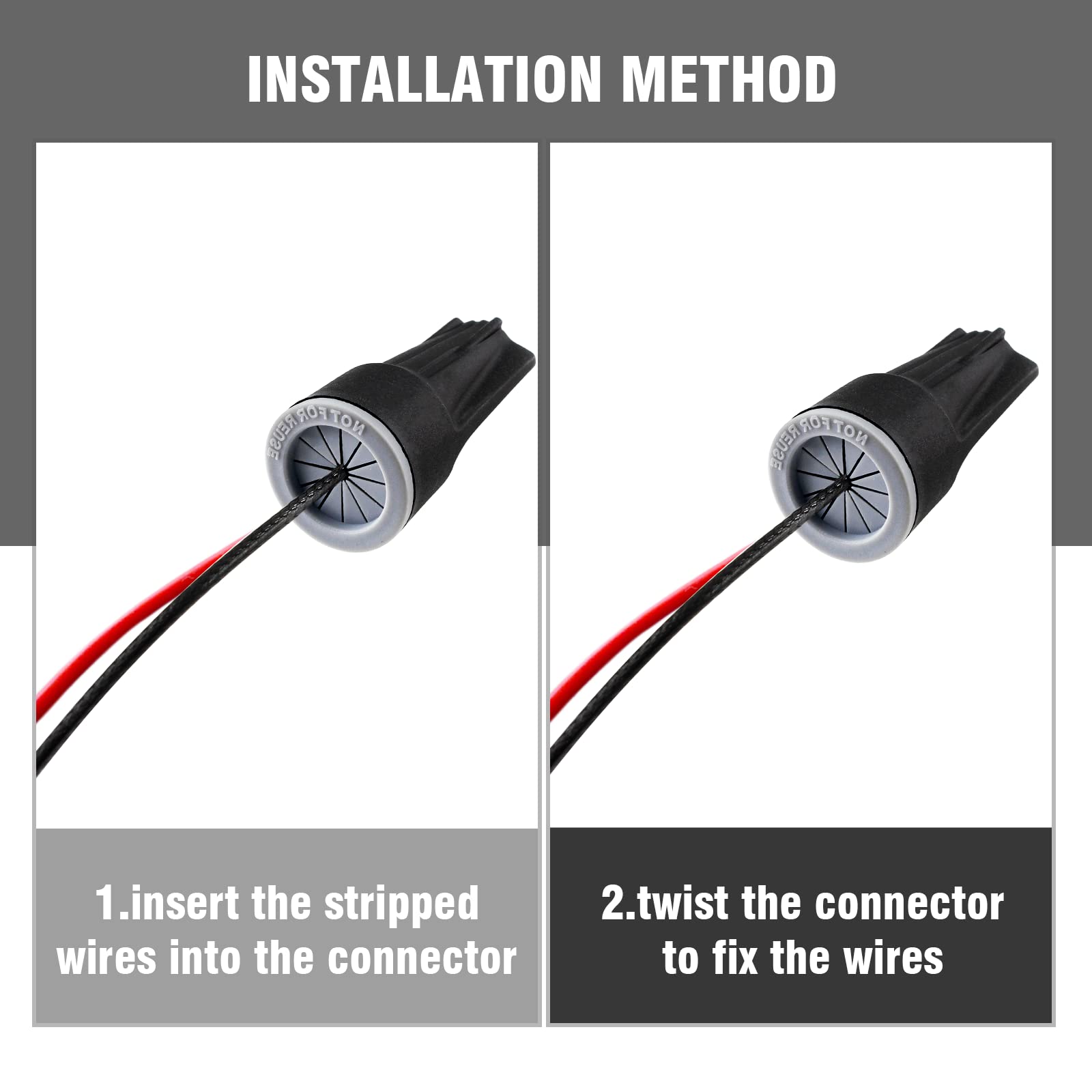 Litoexpe 50 Pcs Waterproof Wire Connectors - Medium Direct Burial Wire Nuts For Outdoor Lighting